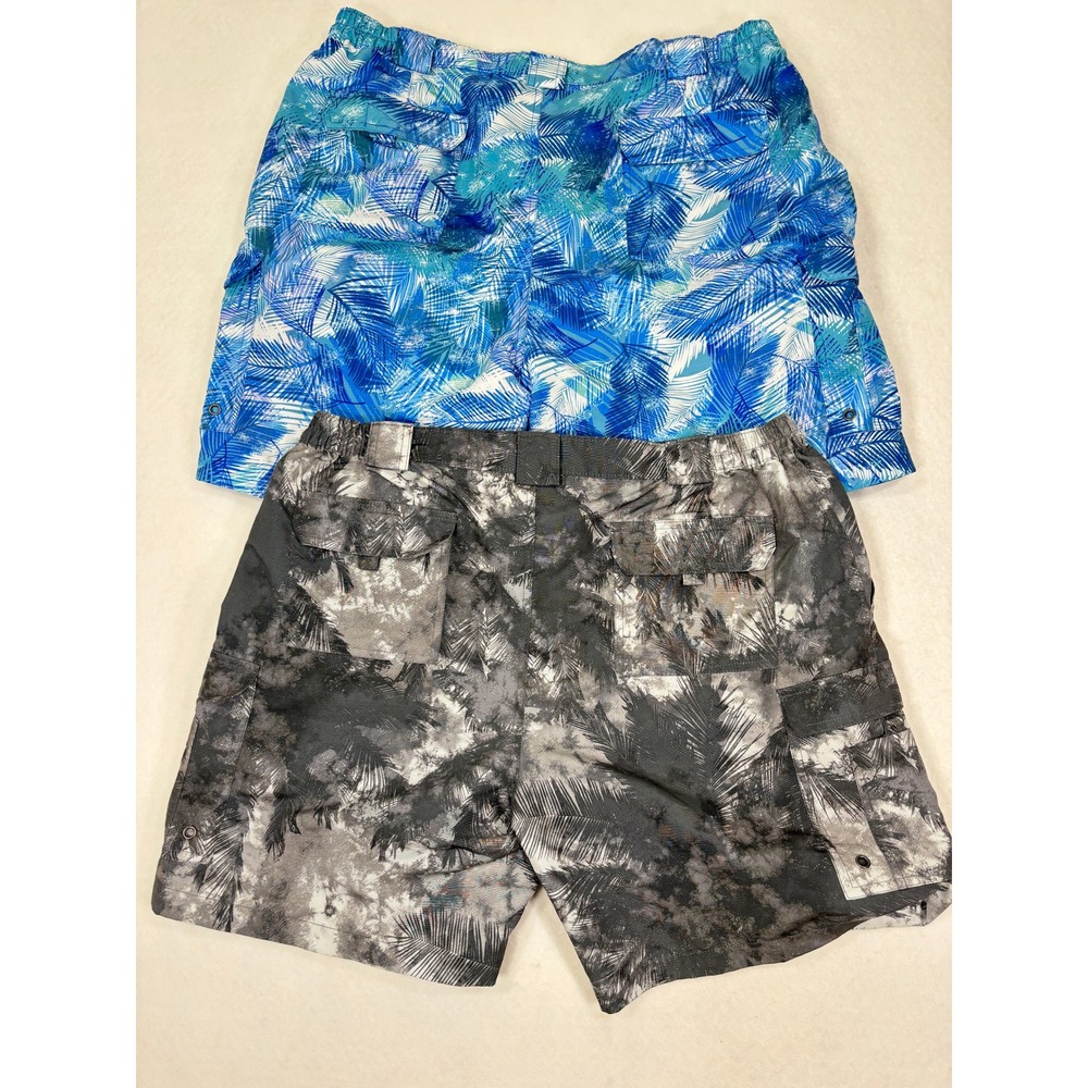 Reel Legends Performance Fishing Shorts Relaxed XL 7in Polyester‎ Tropical 2pk